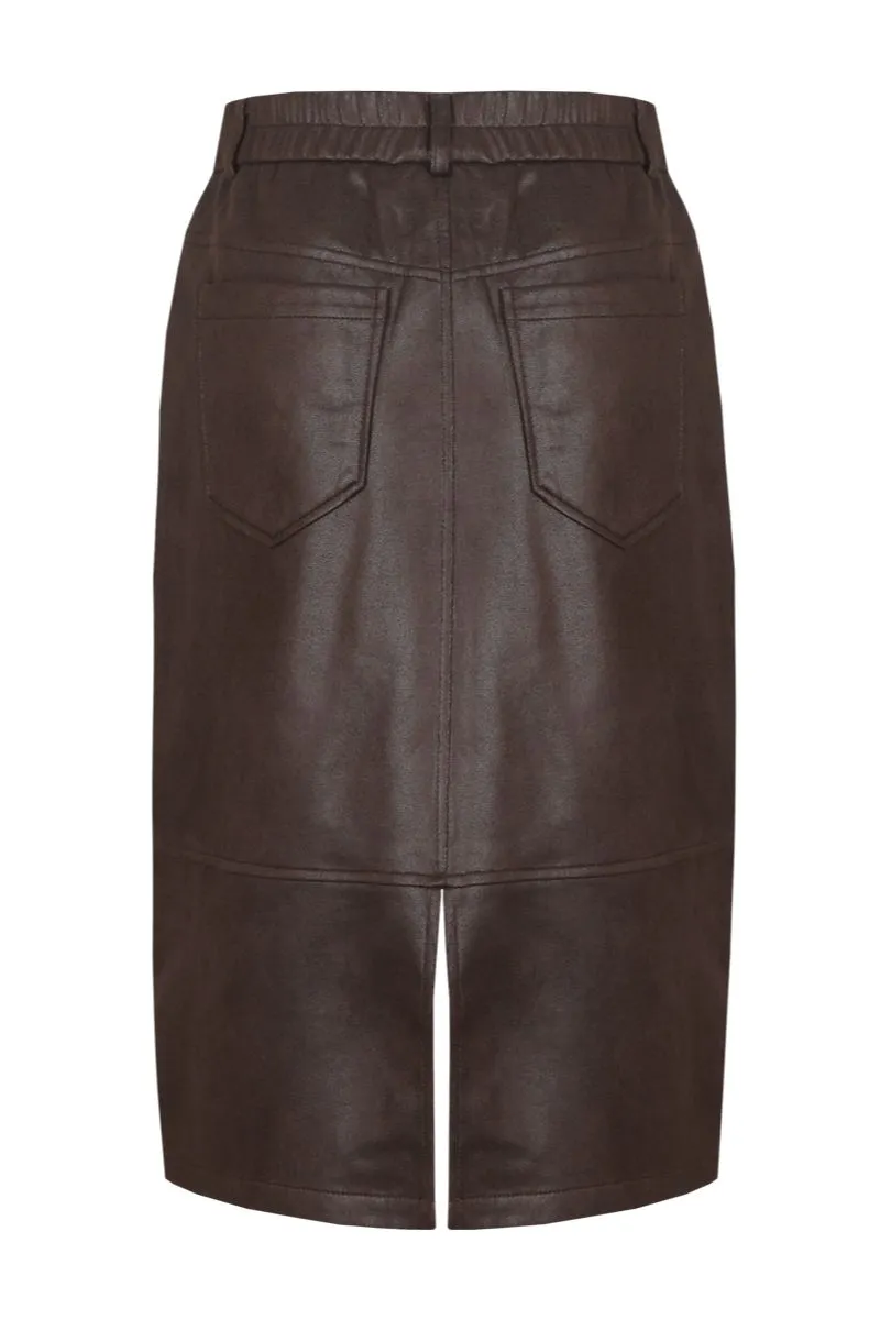 CS The Label Sandy Skirt Dark Chocolate, donkerbruine damesrok